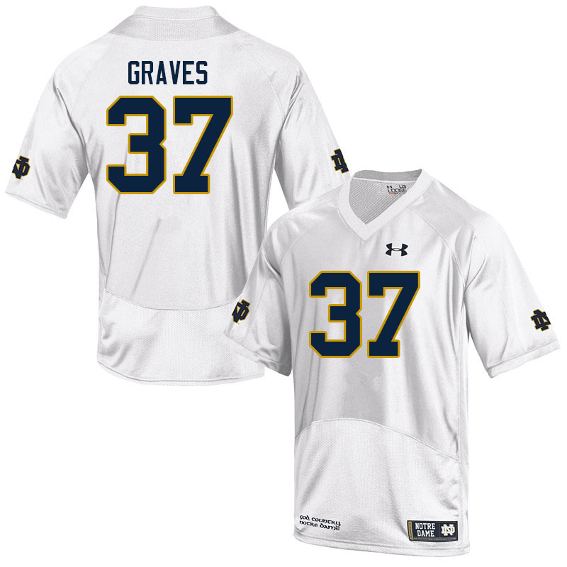 Men #37 Mike Graves Notre Dame Fighting Irish College Football Jerseys Sale-White - Click Image to Close
